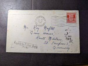 1940 England British Channel Islands Cover Guernsey CI Local Use Grave House