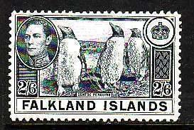 Falkland Is.-Sc#93- id9-unused hinged 2sh3p KGVI-Birds-Penguins-1938-46-