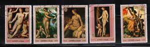 AJMAN Lot Of 5 Used Nudes By Various Artists - Nude Art Paintings On Stamps 26