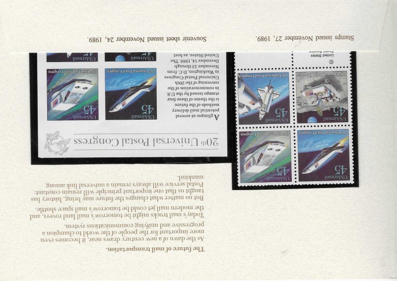 US World Stamp Expo '89 S/S  Collection # 2433,2434,2438,C12...