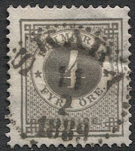 SWEDEN  1886 Scott 42  4o Used VF, 1889 SKARA Bullseye postmark/cancel