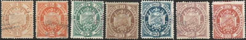 Bolivia, #40-46 Used From 1894    (cancels are probably fraudulent)