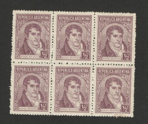 ARGENTINA-6 MNH STAMPS-MANUEL BELGRAND, 1/2c -1935.