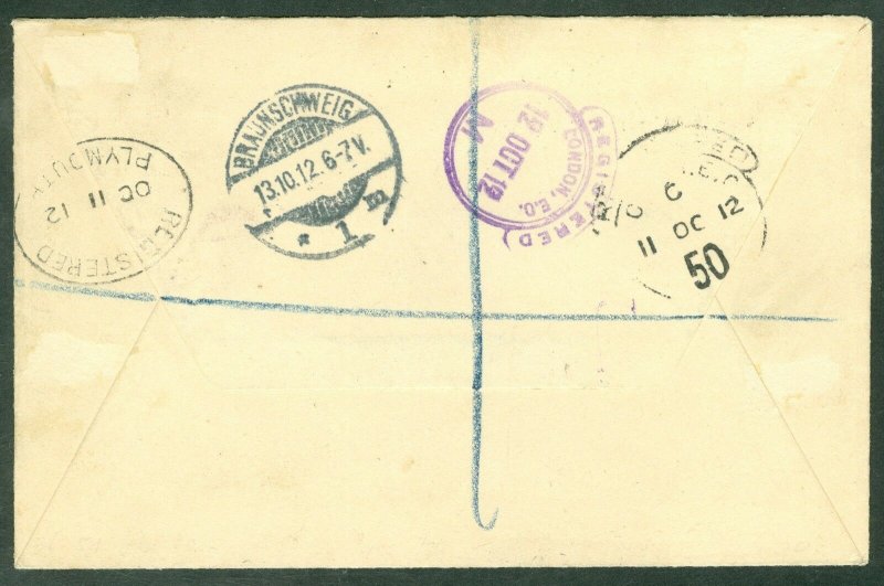 SG 70 Gibraltar 1906-11, 6d dull & bright purple on registered envelope...