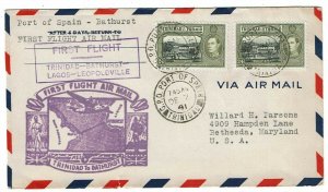 Trinidad & Tobago DEC 7, 1941 first flight cover to Bathurst, Ioor cachet