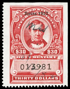 Scott R611 1952 $30.00 Dated Red Documentary Revenue Used VF