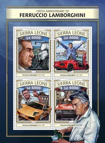 Sierra Leone Lamborghini Racing Sport Cars Autos Automobiles MNH stamps set