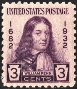 SC#724 3¢ William Penn (1932) MNH