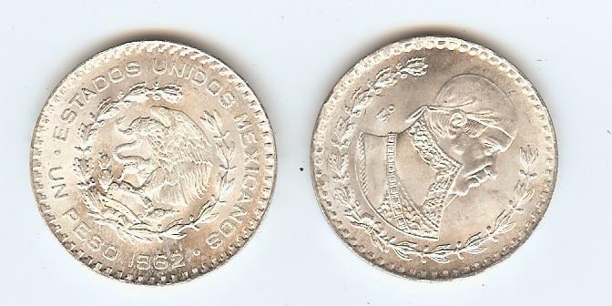 1961 Silver Mexican Un Peso Lot#