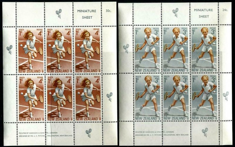 HERRICKSTAMP NEW ZEALAND Sc.# B85A-86A Tennis 1972 S/S Mint NH Cat. Value $19