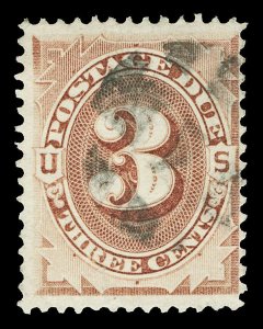 Scott J3 3c Postage Due Used Fine Black Cork Cancel