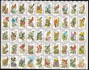 Scott #1953A-2002Ac State Birds and Flowers Full Sheet of 50 Stamps - MNH Folded