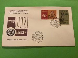 Cyprus First Day Cover WHO UNICEF 1968 Stamp Cover R43242