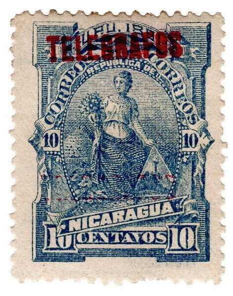 (I.B) Nicaragua Telegraphs : 10c Blue (1891)