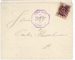 Guatemala 1895 Posta Local cancel in violet on cover, Scott 56