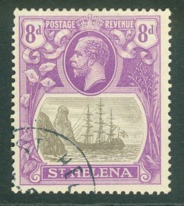 SG 105a St Helena 1922-37. 8d grey & bright violet showing 'broken mainmast...