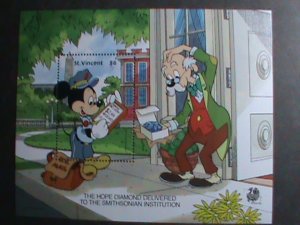 ST.VINCENT STAMP-1989-DISNEY CARTOON- HOPE DIAMOND DELIVERED- MNH S/S SHEET