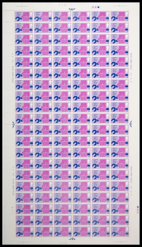 1969  Notable Anniversaries 1s Complete Sheet No dot UNMOUNTED MINT/MNH 