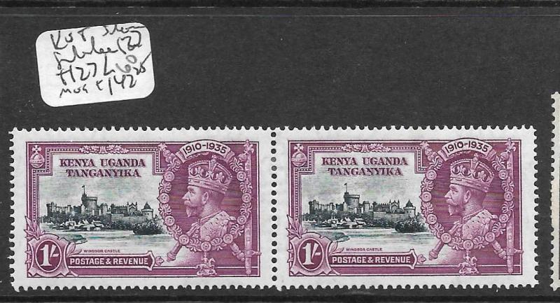 KENYA, UGANDA, TANGANYIKA (PP0610B) KGV SILVER JUBILEE 1/- SG 127+127L PAIR  MOG