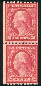 1916  #488 TyIII  MNH Joint Line Pair 2¢ Carmine Washington Rotary P10