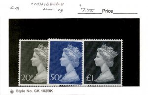 Great Britain, Postage Stamp, #MH166-MH168 Mint NH, 1970 Machins Queen (AB)