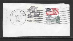 #2263,2280 Used on Piece Kansas Postmark-Cancel Oberlin KS JUL/1/1990