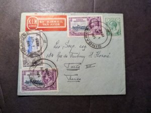 1935 British Singapore Straits Settlements Airmail Cover to Paris VIII France