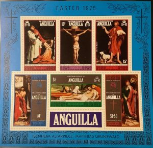 ANGUILLA 1975. EASTER. Isenhein Altarpiece - Mattias Grunewald. M/S 6 Stamps NHM