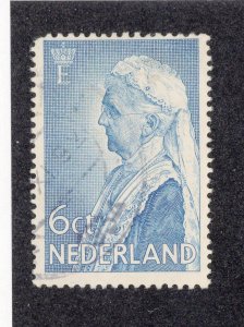 Netherlands 1934 6c + 2c Emma Semi-Postal, Scott B72 used, value = $1.40