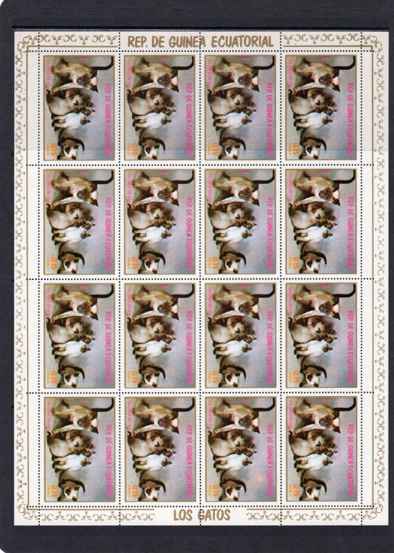 Equatorial Guinea 1976 Mi#1016/1022 CATS 7 Mini-Sheetlets Perforated Unfolded