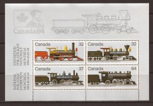 1984 Canada - Sc 1039a - MNH VF - Souvenir Sheet - Locomotives