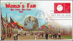 AO-U546-1, 1964, New York Worlds Fair, First Day Cover, Add-on Cachet, 5 cent,