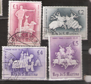 San Marino Set of four 1963. Horses, battle, swords, joust