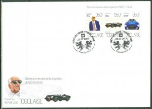 TOGO 2013 25th MEMORIAL ANNIVERSARY OF ENZO FERRARI SHEET OF 3  FIRST DAY COVER