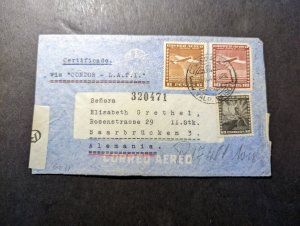 1941 Censored Chile Airmail WWII Cover Valparaiso to Saarbrucken Germany