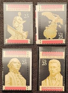 US Scott # 2412-2415  four 25c Constitution Bicent., 1989;  MNH, og; VF center