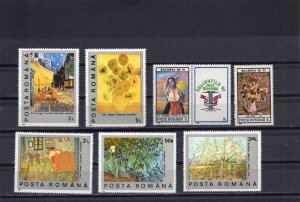 ROMANIA 1990-1991 PAINTINGS SET OF 7 STAMPS MNH