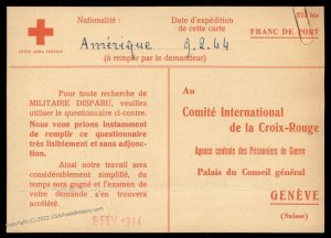 USA 1944 Pacific Japan Fukuoka POW Camp Red Cross Card 89689