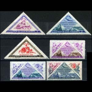 SAN MARINO 1952 - Scott# C82-7 FLowers/Planes Set of 6 LH