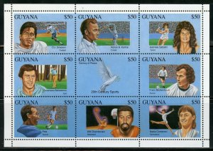 GUYANA 20th CENTURY SPORTS PELE CHANBERLAIN OJ SIMPSON SABATINI SHEET  MINT NH 