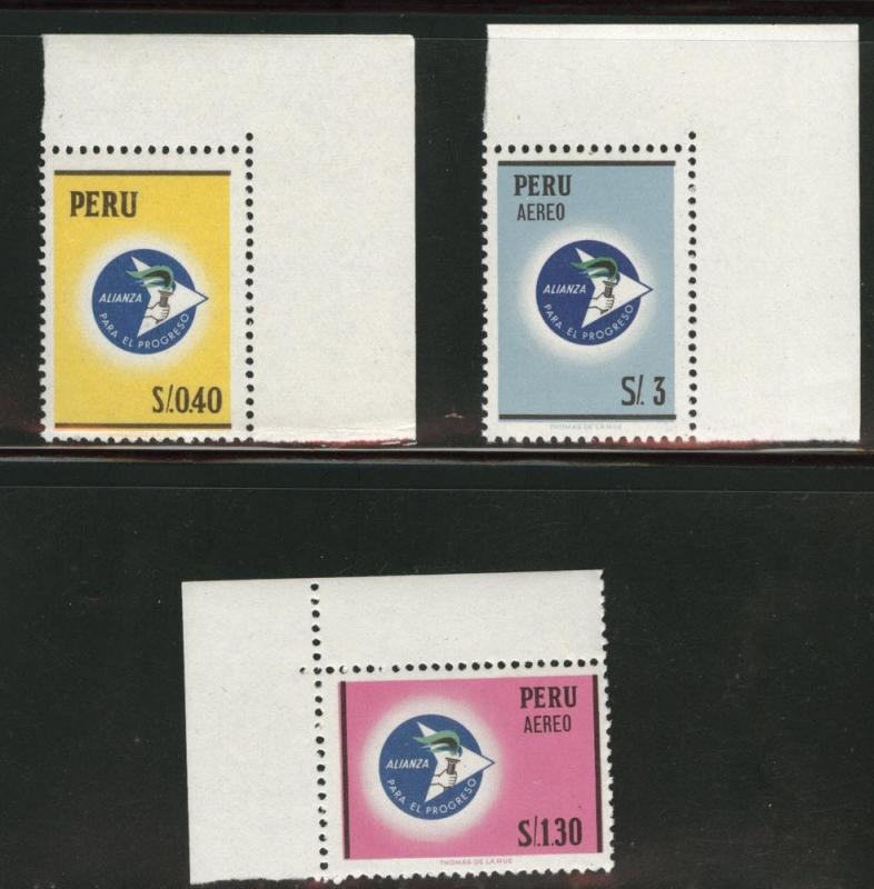 Peru Scott 490, C192-3 MNH** 1964 stamp set