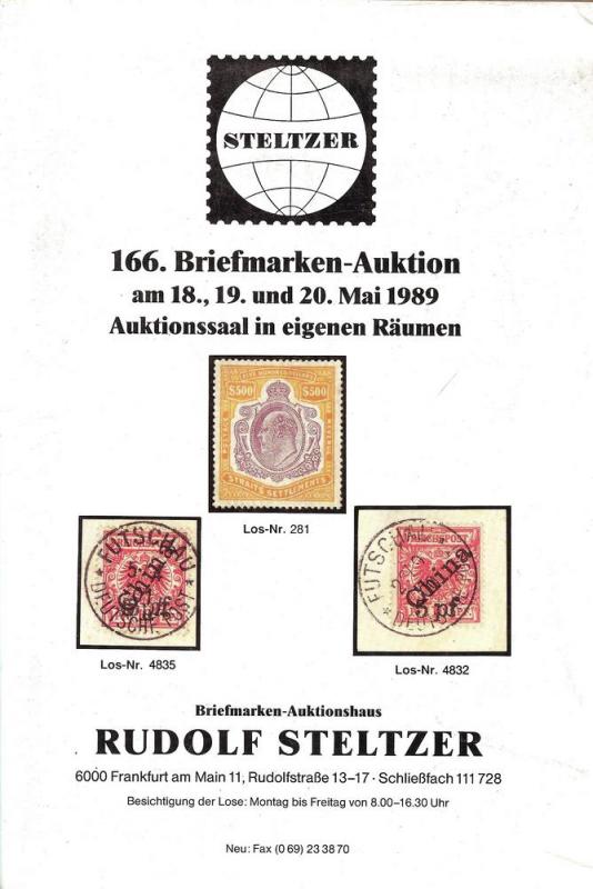 Steltzer: Sale # 166  -  166. Briefmarken-Auktion, Steltz...