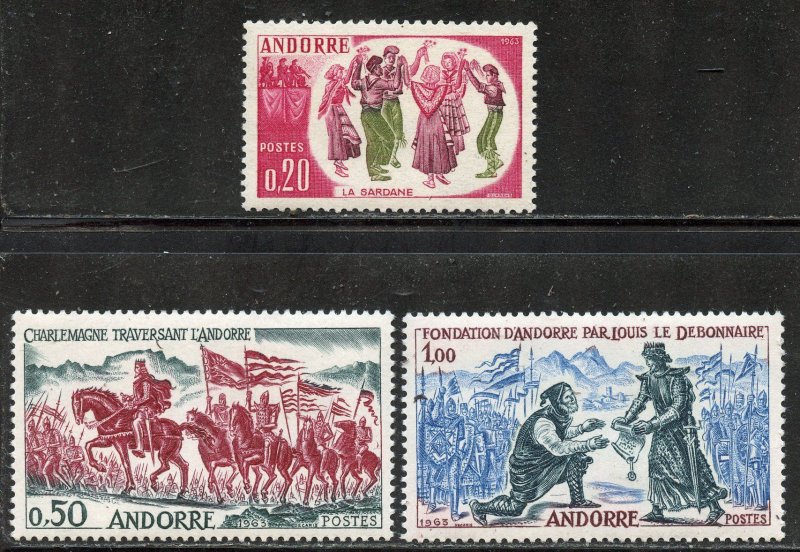 Andorra,  French # 155-7, Mint Never Hinge