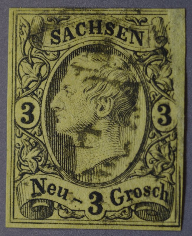 German States Saxony #12 Used Light Cancel Flaw