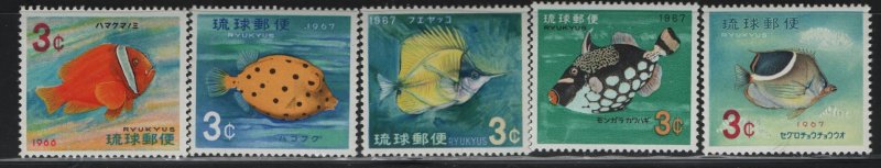 RYUKYU ISLANDS, 151-155  MNH FISH SET