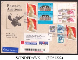 CANADA - 2003 REGISTERED AIR MAIL ENVELOPE TO USA WITH 10-STAMPS