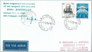 72113 - ITALY - Postal History - FIRST FLIGHT: Rome / Kopenhagen 1964 - Alitalia