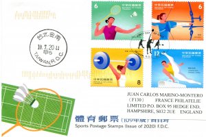 Taiwan 2020 SPORTS Postage Stamps in FDC