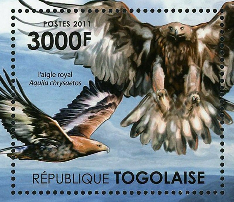 Birds of Prey of Africa stamp Royal Eagle Aquila Chrysaetos S/S MNH #4126/ Bl.63