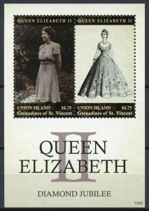 Union Island Gren St Vincent Stamps 2013 MNH Queen Elizabeth Diamond Jub 2v S/S